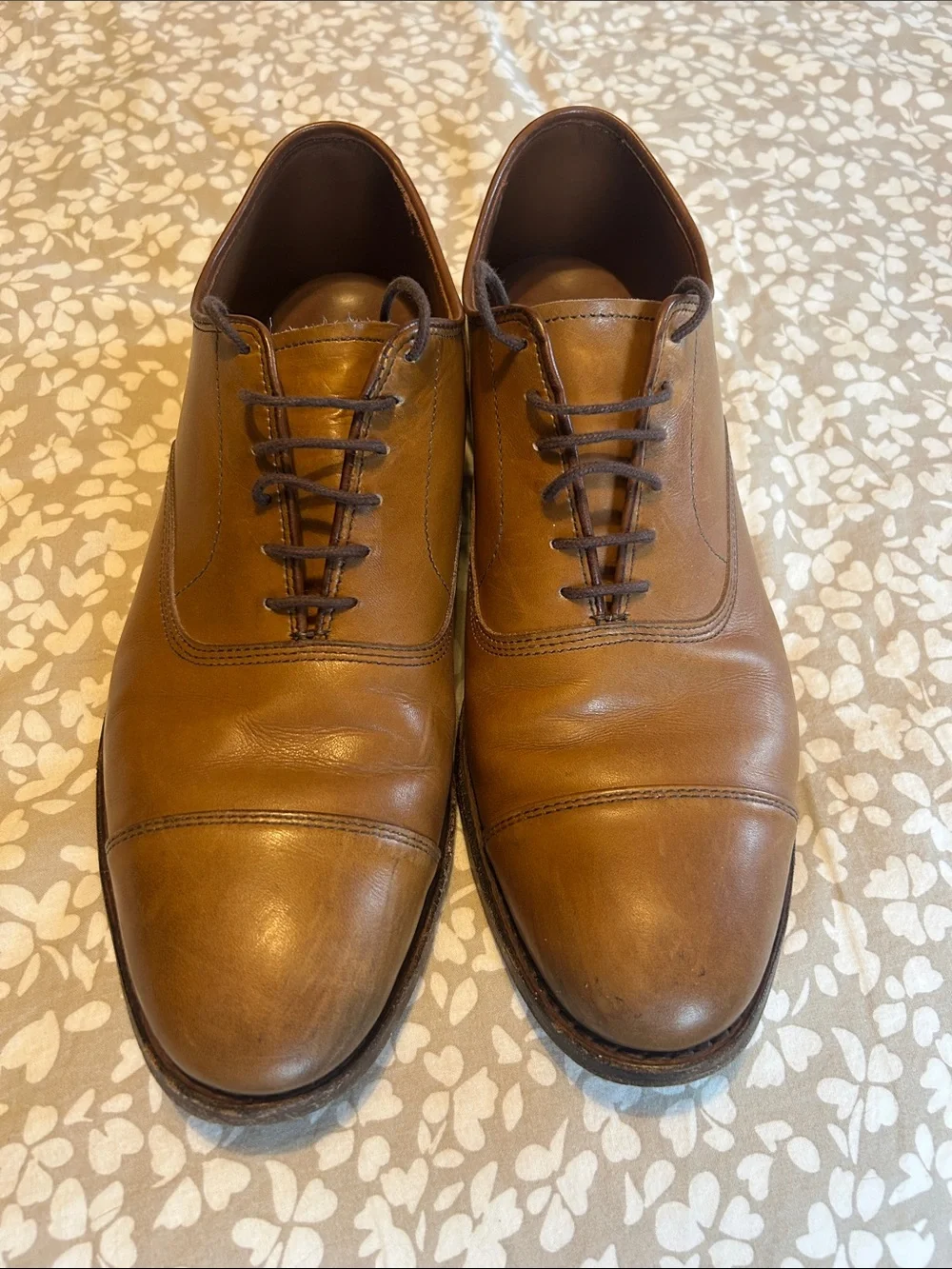 Allen Edmonds Tan Leather Cap-Toe Derby Shoes.  Great shape only worn a few time